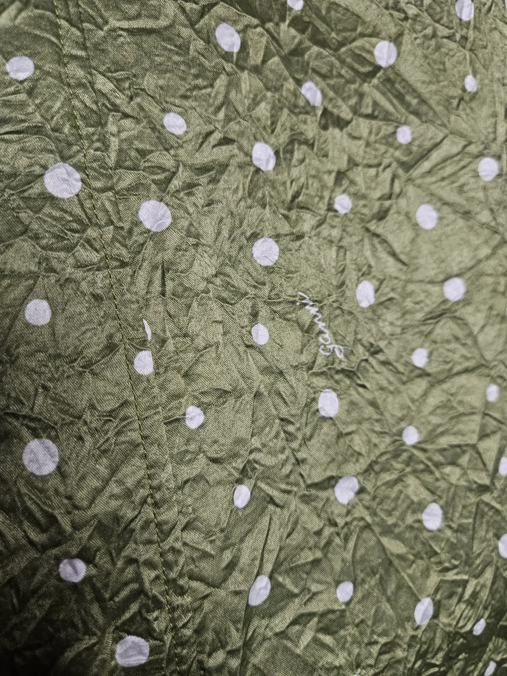 GANNI Green Polka Dot Cold Shoulder Midi Dress Size 34 US 4 V Neck Satin NWOT - Picture 11 of 16